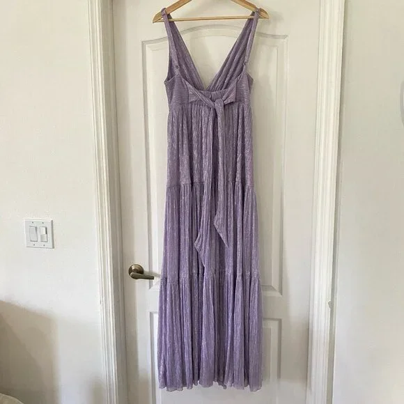 Sabina Musayev Pacific Purple Metallic Maxi Gown Tiered Size Medium Dress Read* - Picture 6 of 7